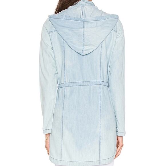 JACK BY BB DAKOTA Jacket Small Chambray Hi-Low Hooded Zip Up Lightweight Casual - Picture 2 of 16